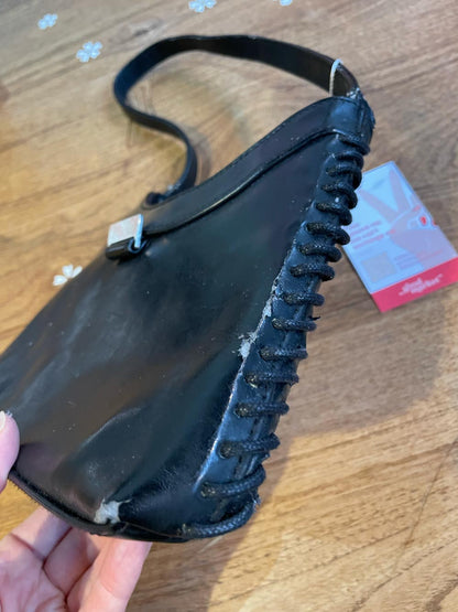 y2k faux leather braided side mini bag