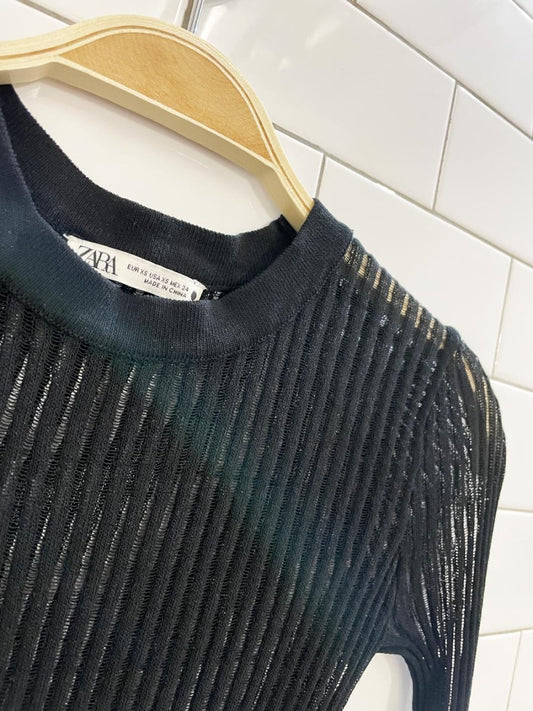 zara mesh knit long sleeve top - good market thrift store