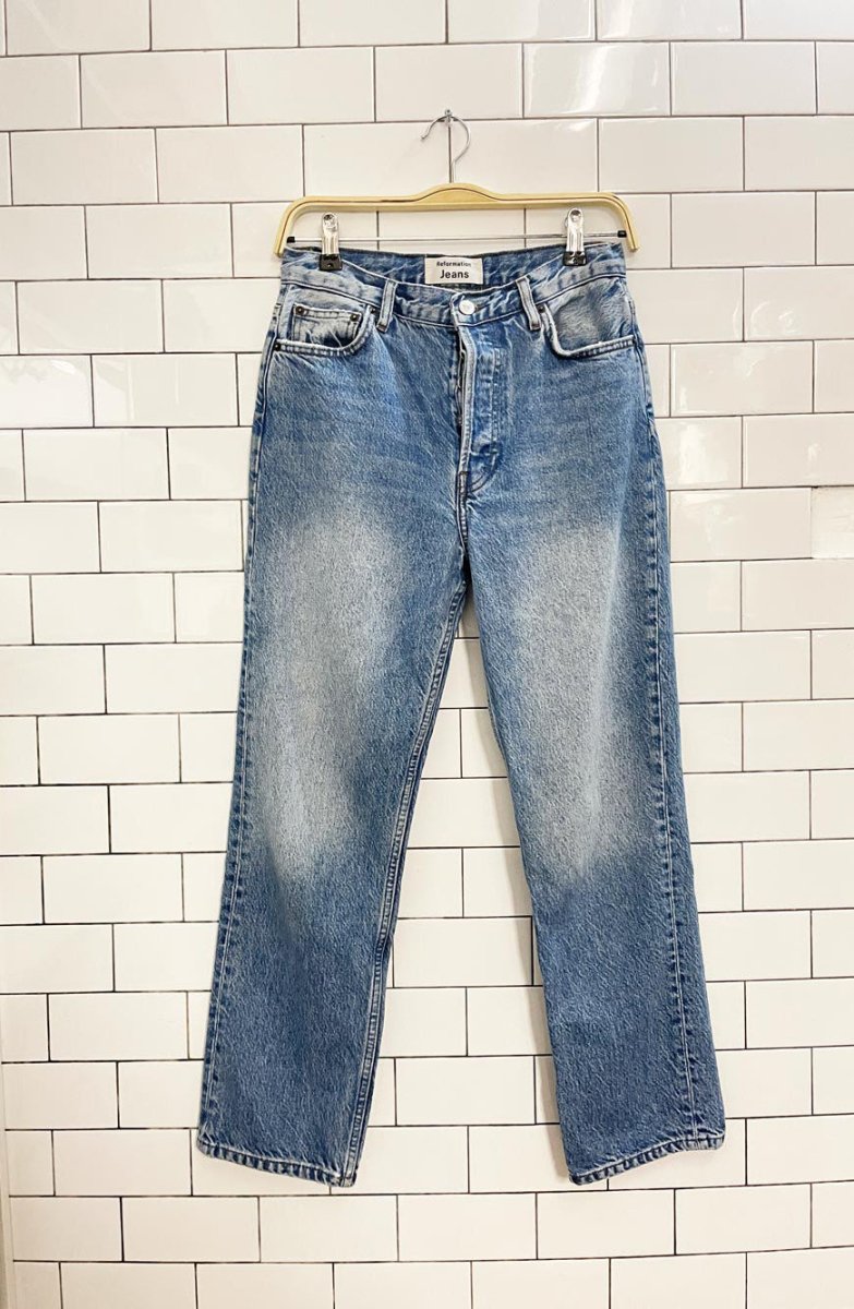 reformation cynthia high rise relaxed straight crop jeans - good market thrift store