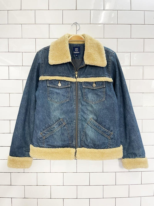 y2k reitmans sherpa trim zip denim jacket - good market thrift store