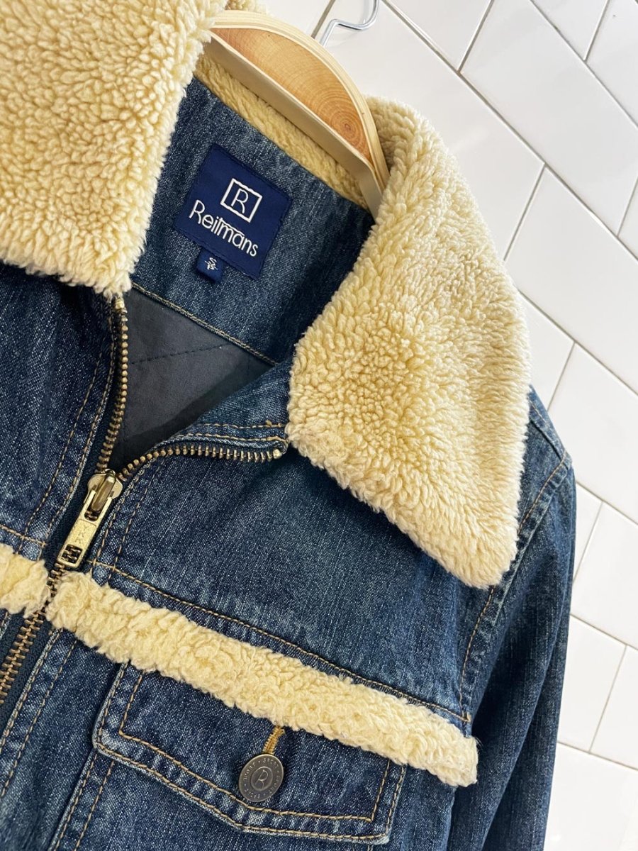 y2k reitmans sherpa trim zip denim jacket - good market thrift store