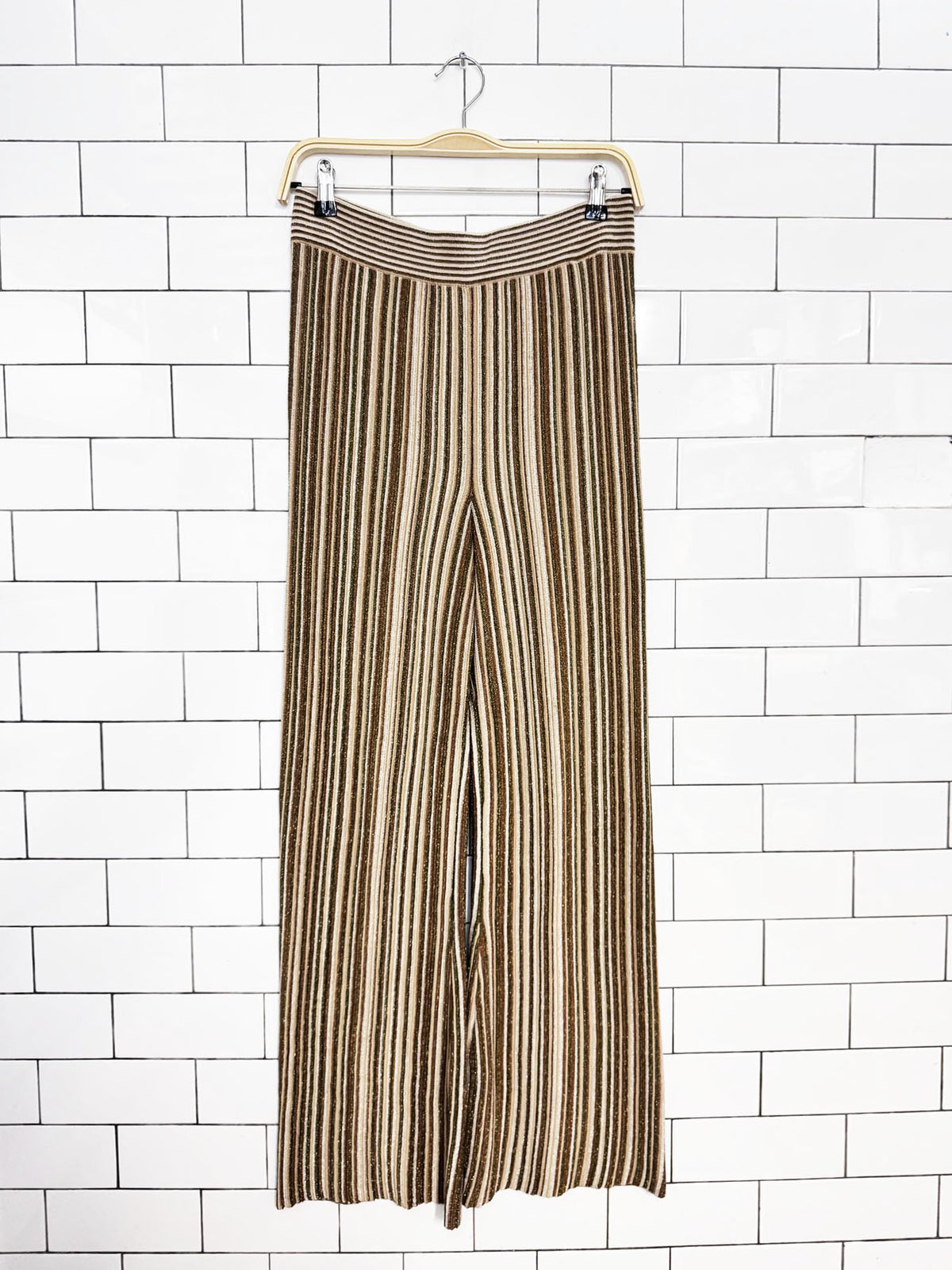 veronica beard massaro metallic knit pant