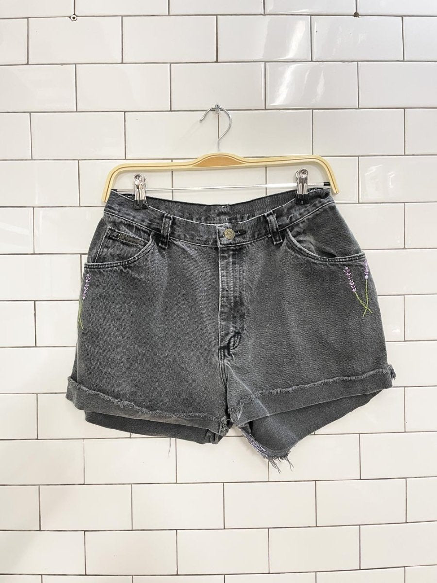 vintage wrangler hand - embroidered denim shorts - good market thrift store