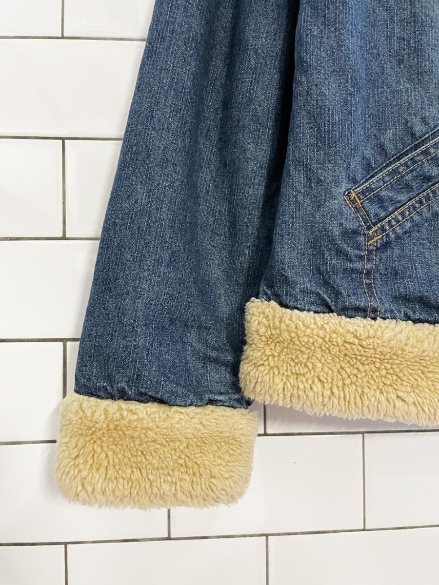 y2k reitmans sherpa trim zip denim jacket - good market thrift store
