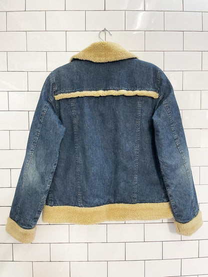 y2k reitmans sherpa trim zip denim jacket - good market thrift store