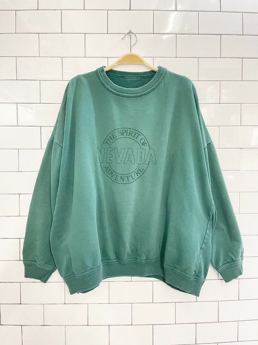 vintage 90s nevada minimal logo oversized cottage crew sweatshirt - good market thrift store