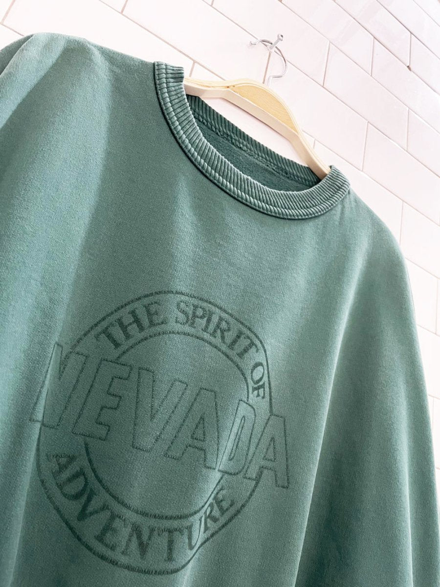 vintage 90s nevada minimal logo oversized cottage crew sweatshirt - good market thrift store