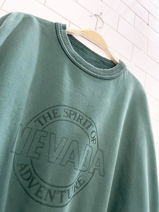 vintage 90s nevada minimal logo oversized cottage crew sweatshirt - good market thrift store