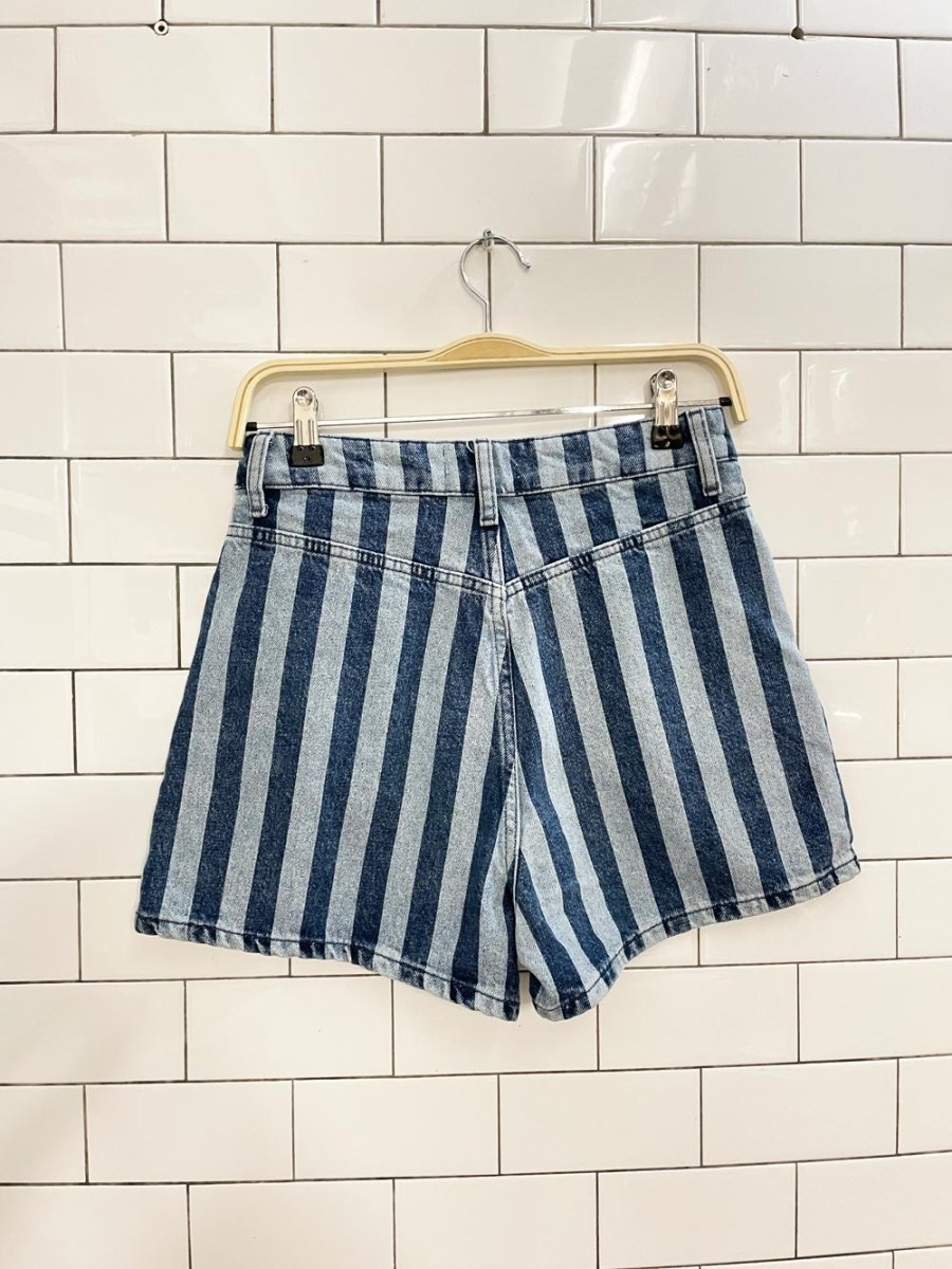 zara striped high rise denim shorts - good market thrift store