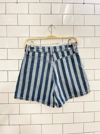 zara striped high rise denim shorts - good market thrift store