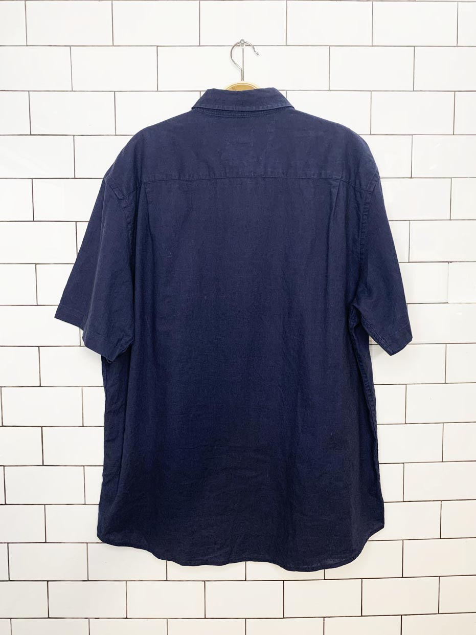 haggar heritage collection linen-blend full button shirt