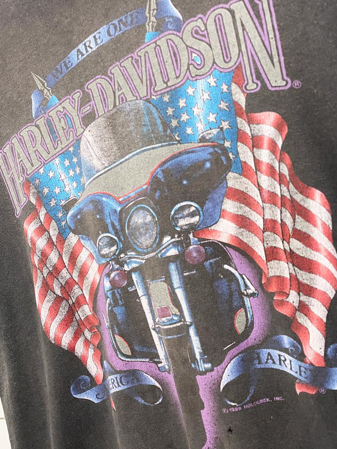 vintage 80s harley davidson single stitch faded motorcycle tee | holoubek