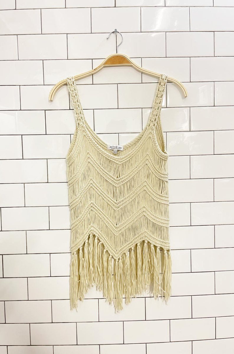 active usa crochet fringe festival tank - good market thrift store