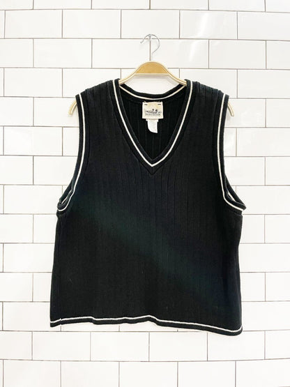 vintage 90s NR varsity stripe chunky rib knit sweater vest | northern reflections - good market thrift store