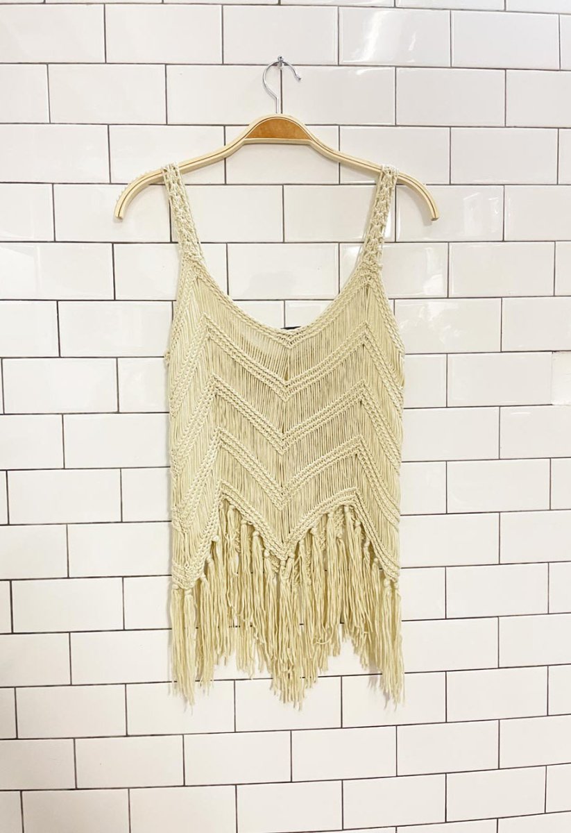 active usa crochet fringe festival tank - good market thrift store