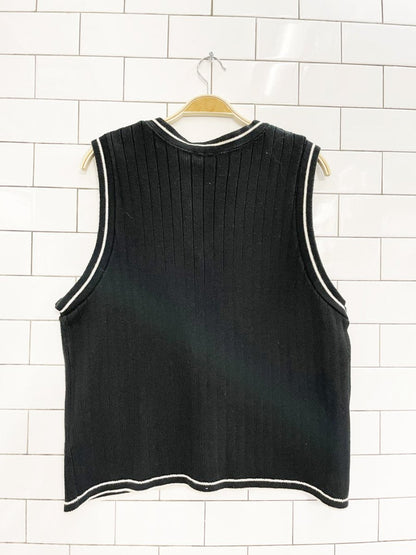vintage 90s NR varsity stripe chunky rib knit sweater vest | northern reflections - good market thrift store