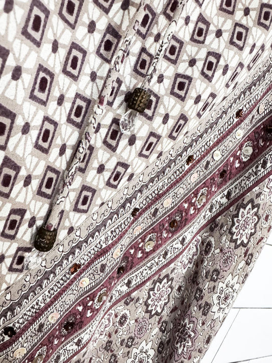 vintage 00s river island boho scarf print bias cut maxi skirt