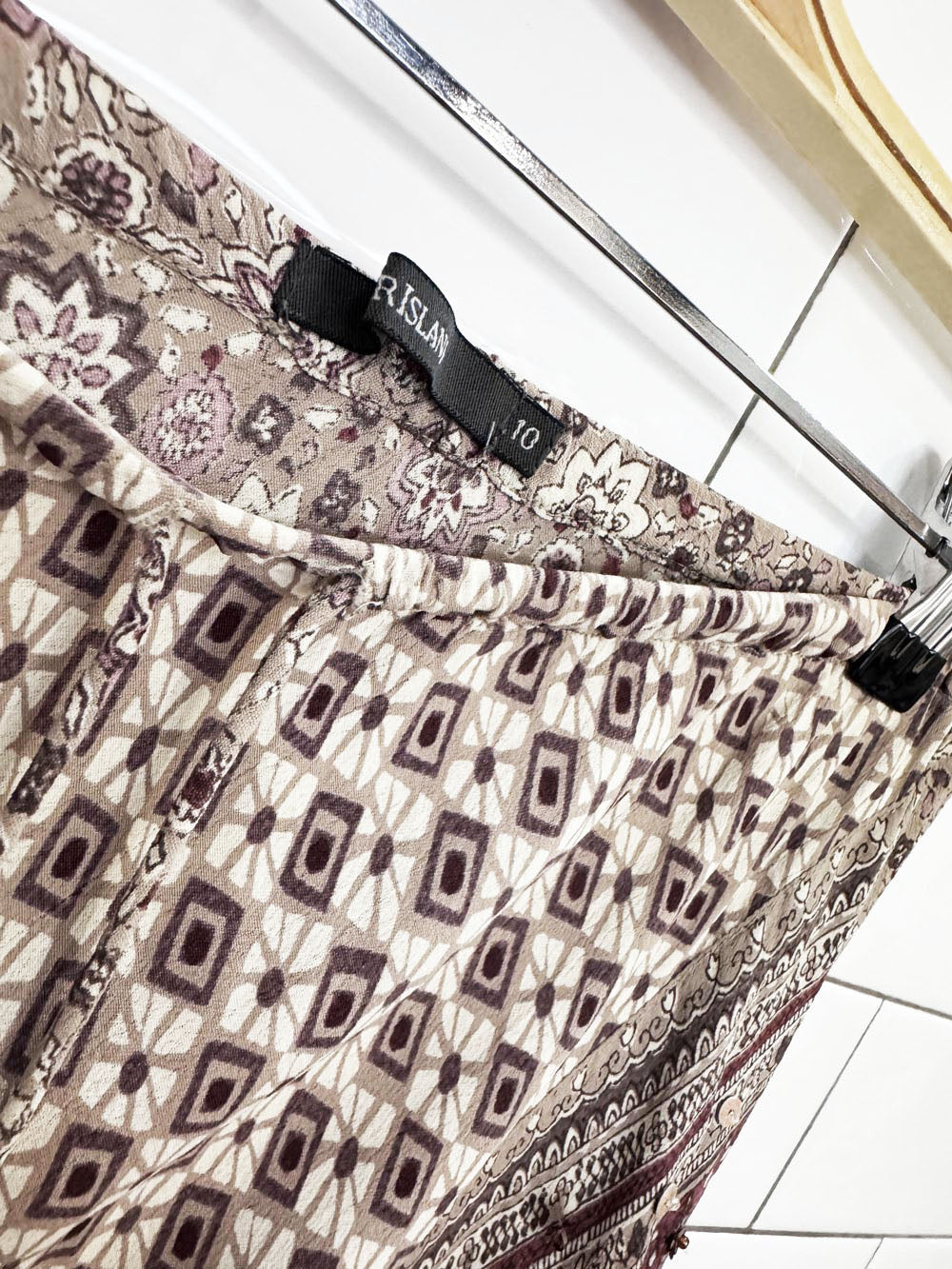 vintage 00s river island boho scarf print bias cut maxi skirt