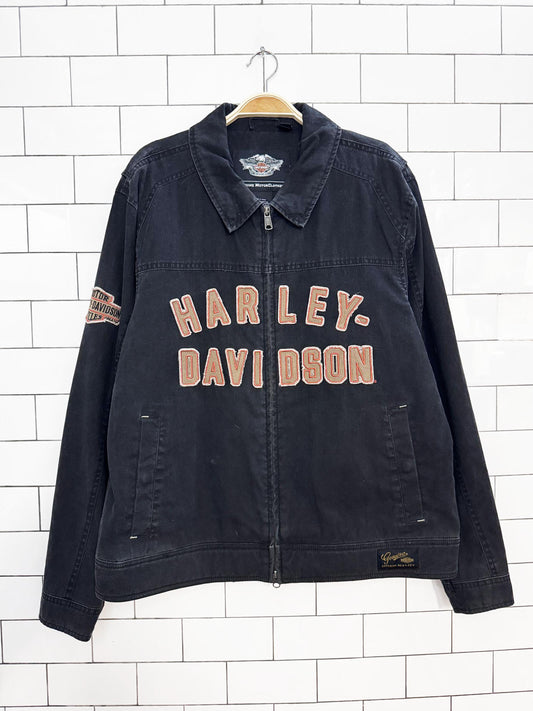 vintage 00s harley davidson spellout grunge garage jacket