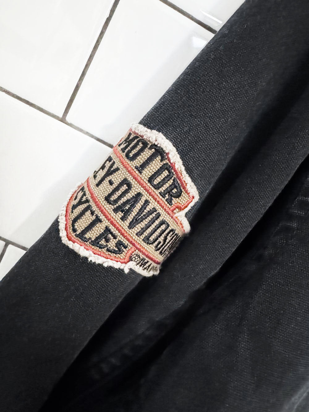 vintage 00s harley davidson spellout grunge garage jacket