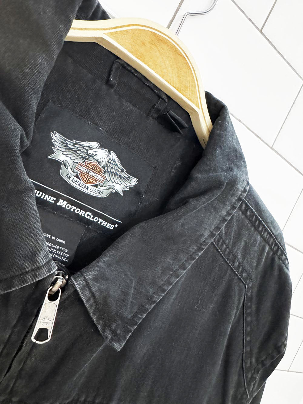 vintage 00s harley davidson spellout grunge garage jacket