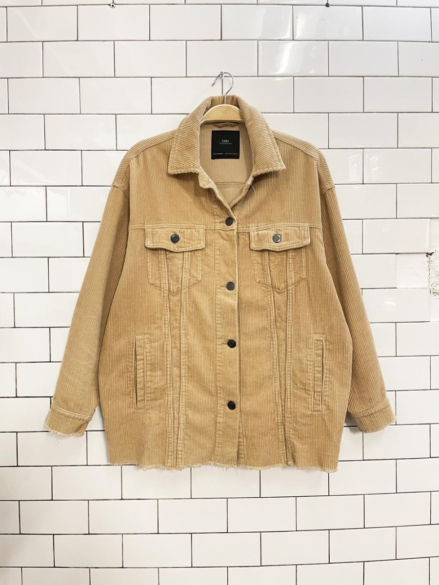 zara chunky cord oversized raw hem shirt jacket - good market thrift store