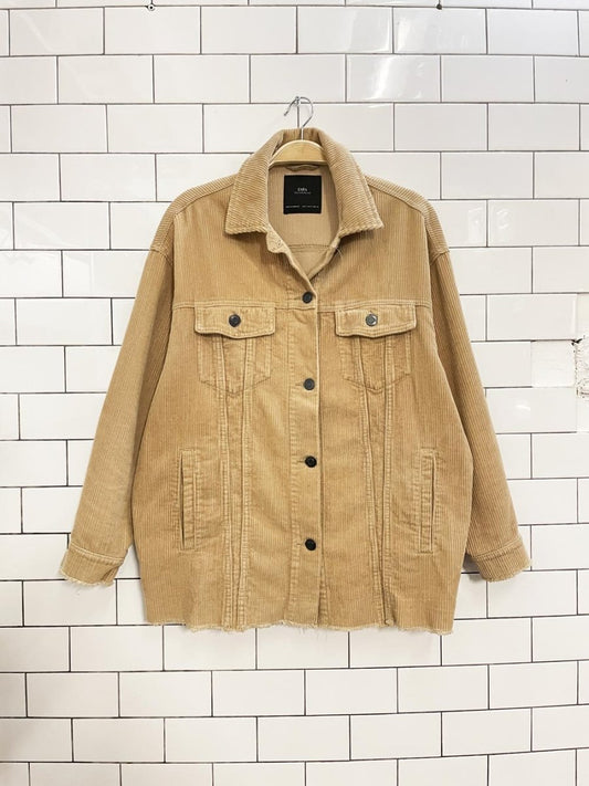 zara chunky cord oversized raw hem shirt jacket - good market thrift store