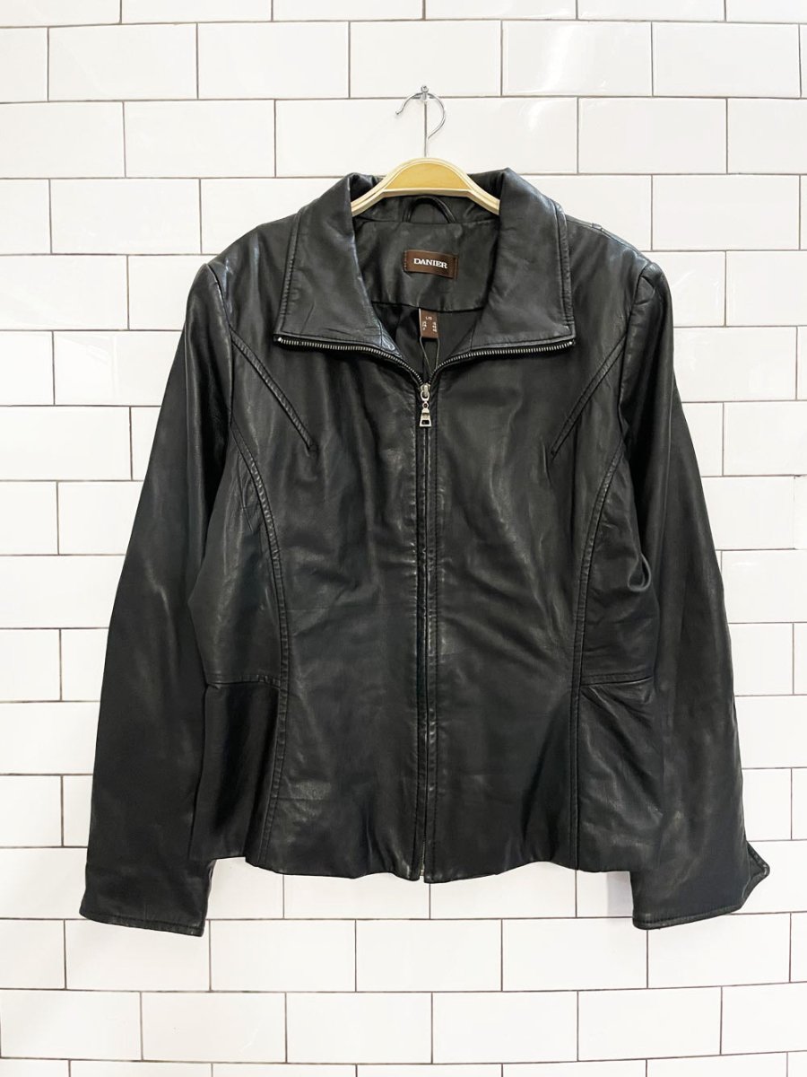 vintage 00s danier butter leather minimal zip jacket - good market thrift store