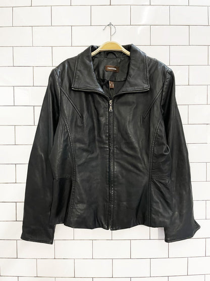 vintage 00s danier butter leather minimal zip jacket - good market thrift store