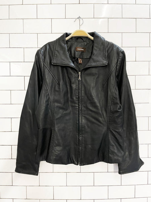 vintage 00s danier butter leather minimal zip jacket - good market thrift store