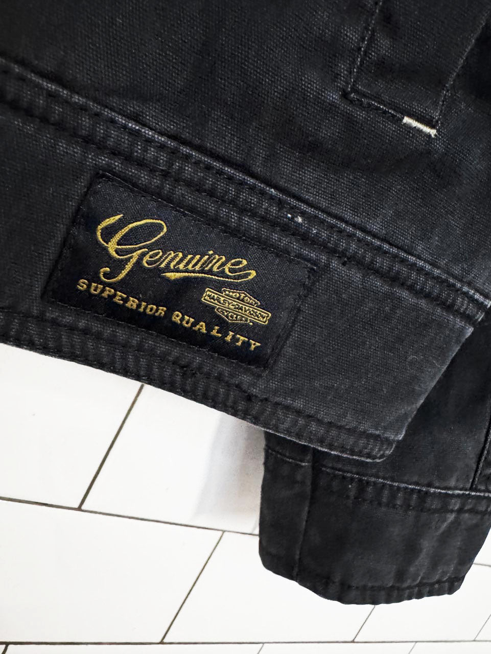 vintage 00s harley davidson spellout grunge garage jacket
