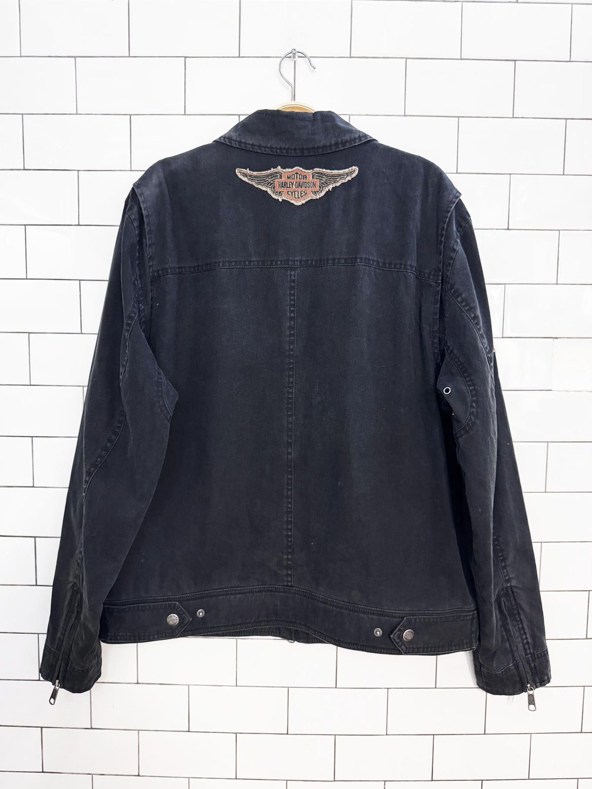 vintage 00s harley davidson spellout grunge garage jacket