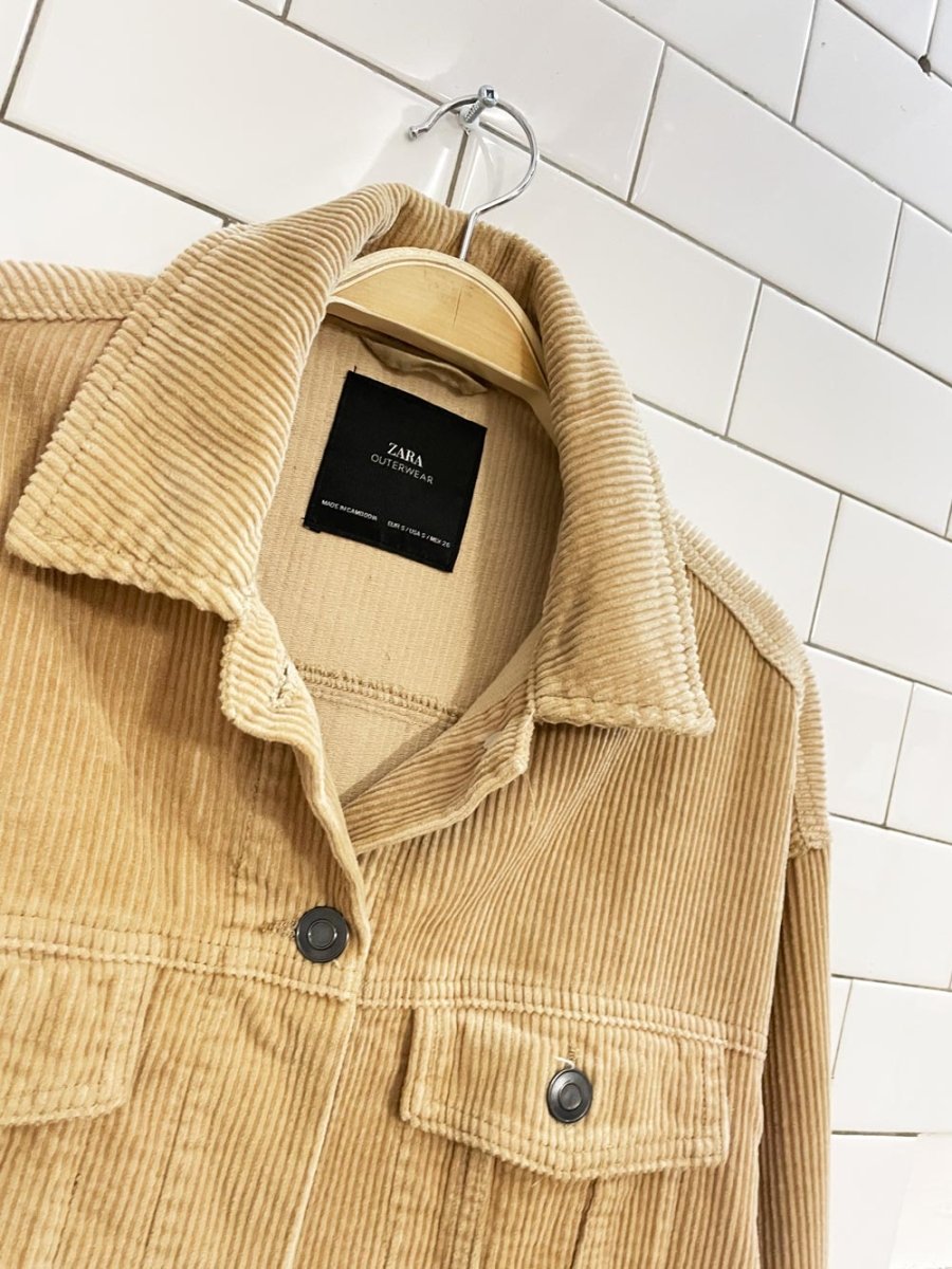 zara chunky cord oversized raw hem shirt jacket - good market thrift store