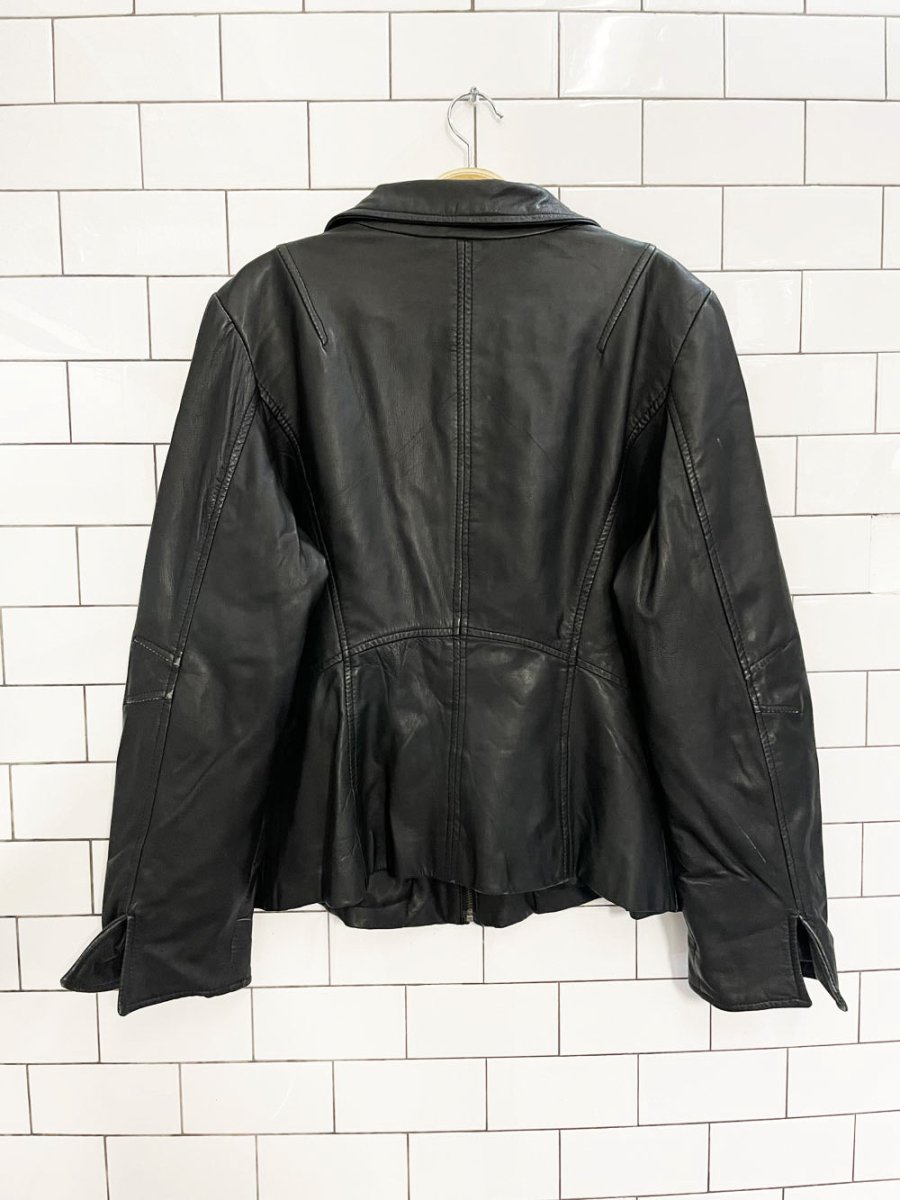 vintage 00s danier butter leather minimal zip jacket - good market thrift store