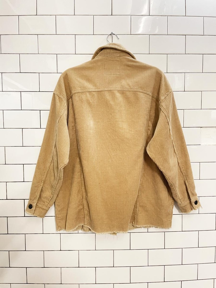 zara chunky cord oversized raw hem shirt jacket - good market thrift store