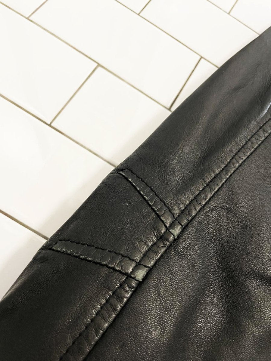 vintage 00s danier butter leather minimal zip jacket - good market thrift store