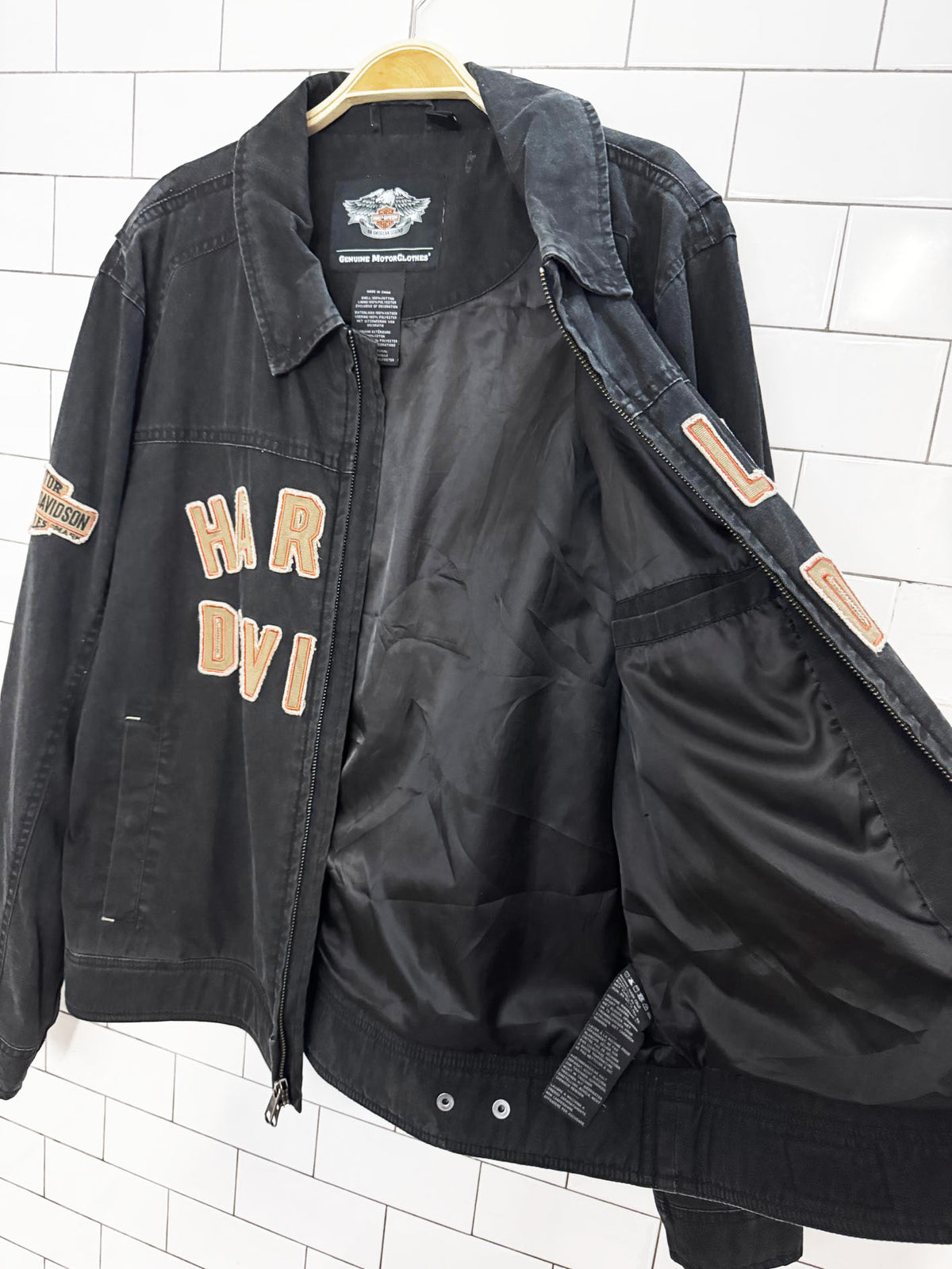 vintage 00s harley davidson spellout grunge garage jacket