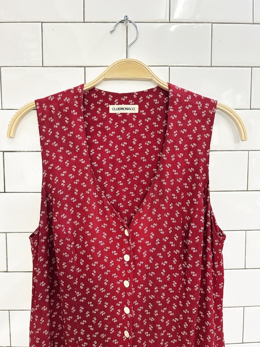 vintage 90s club monaco 1/2 button sleeveless midi dress - good market thrift store