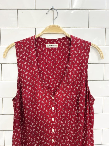 vintage 90s club monaco 1/2 button sleeveless midi dress - good market thrift store