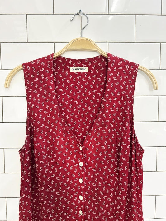 vintage 90s club monaco 1/2 button sleeveless midi dress - good market thrift store