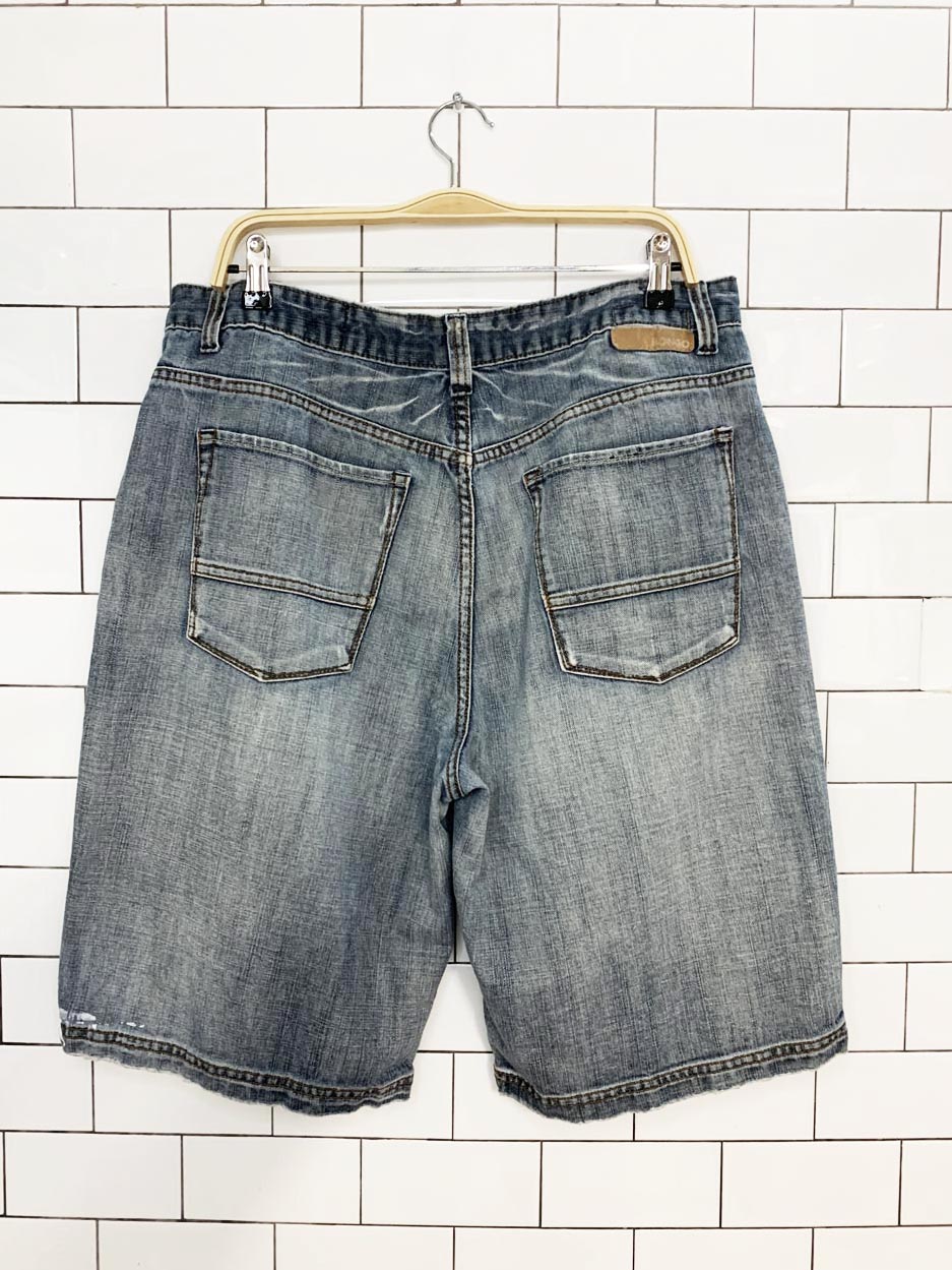 vintage 00s bongo jeans soft washed long denim shorts