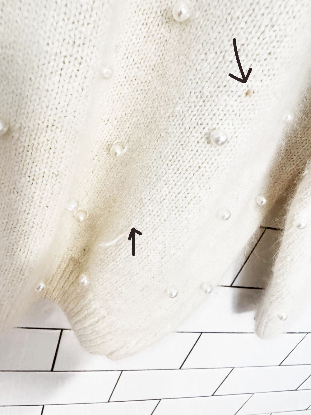 vintage private party silk-angora-wool pearl beaded knit sweater