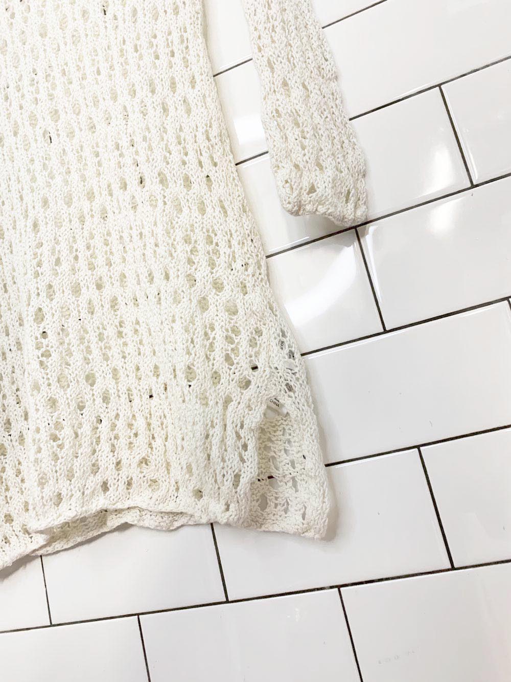 velvet linen-blend loose crochet knit v-neck top | graham & spencer | anthropologie