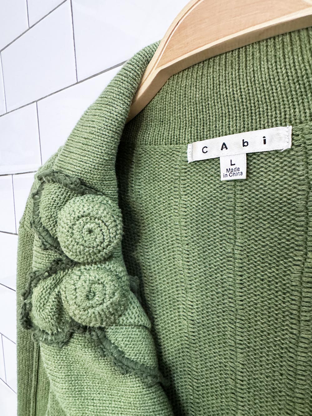 y2k cabi floral collar bell sleeve knit cardigan sweater