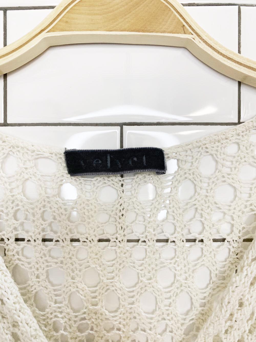 velvet linen-blend loose crochet knit v-neck top | graham & spencer | anthropologie