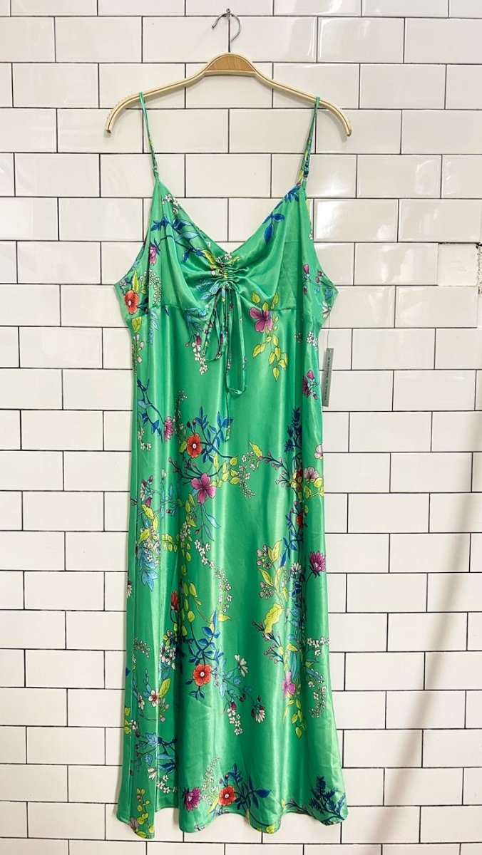 nwt emma and michele satin floral maxi dress - good market thrift store
