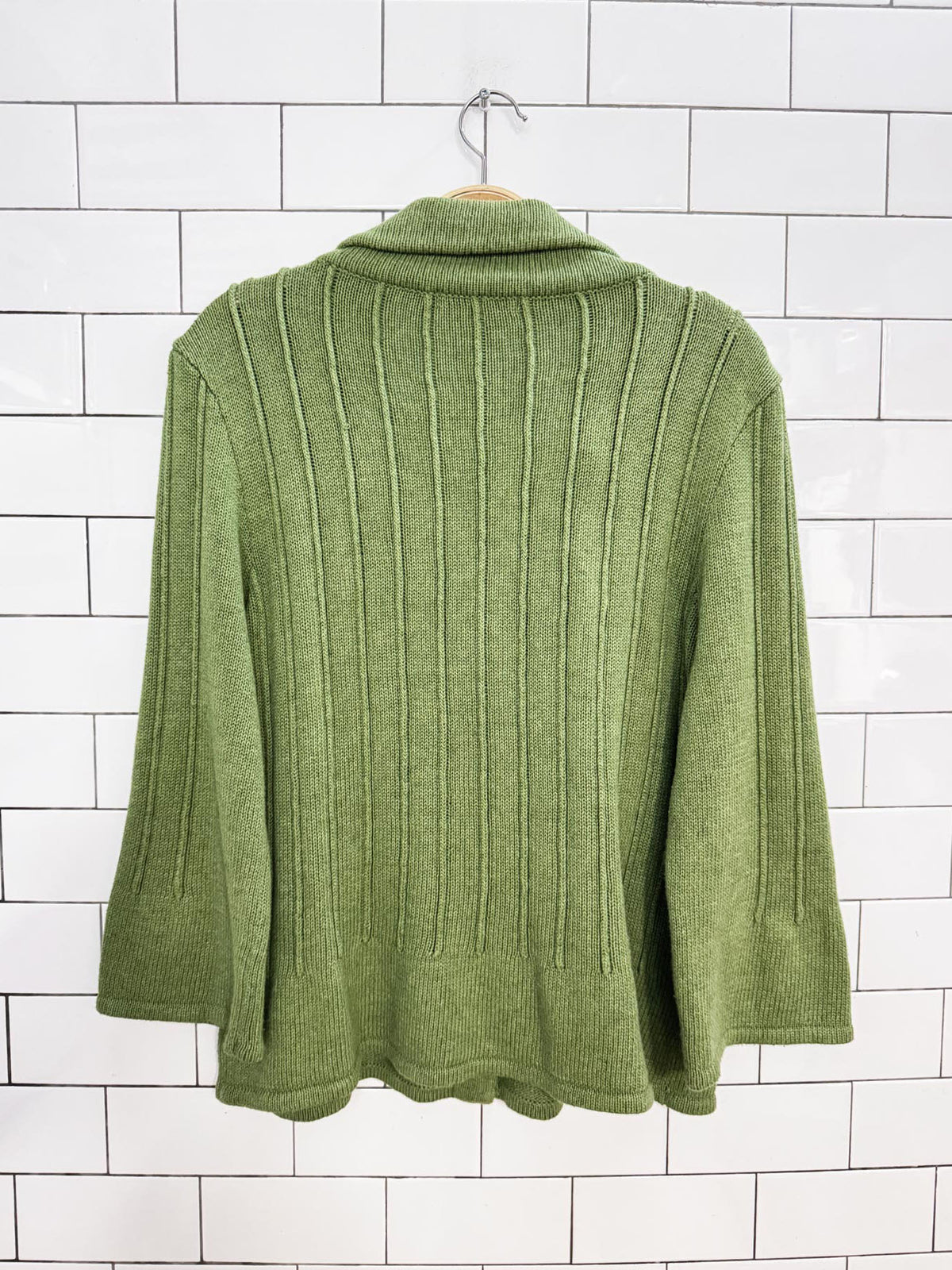 y2k cabi floral collar bell sleeve knit cardigan sweater