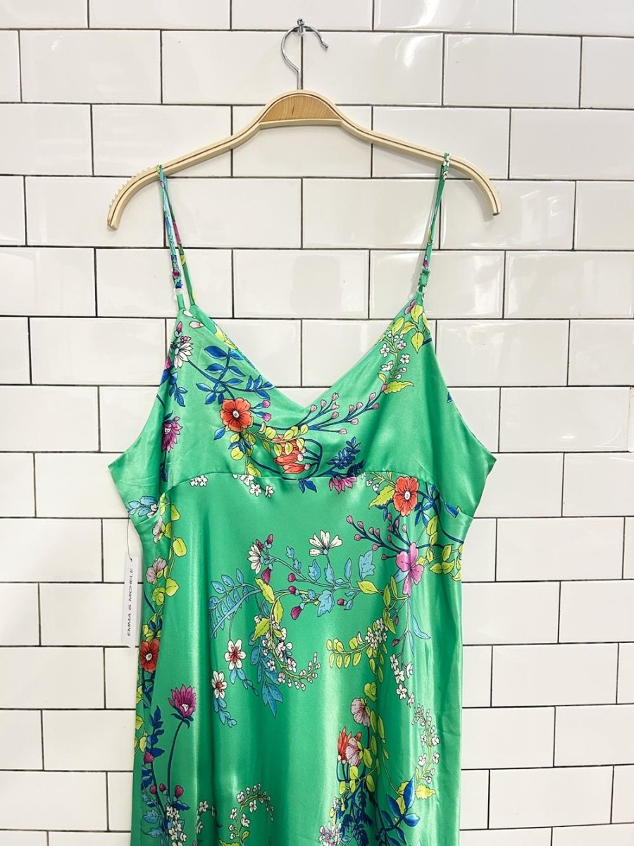 nwt emma and michele satin floral maxi dress - good market thrift store