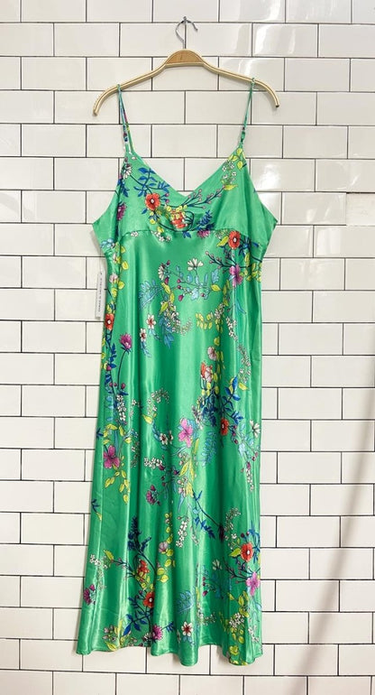 nwt emma and michele satin floral maxi dress - good market thrift store