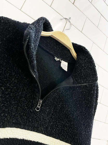 y2k deep pile fleece chest stripe 1/4 zip pullover - good market thrift store